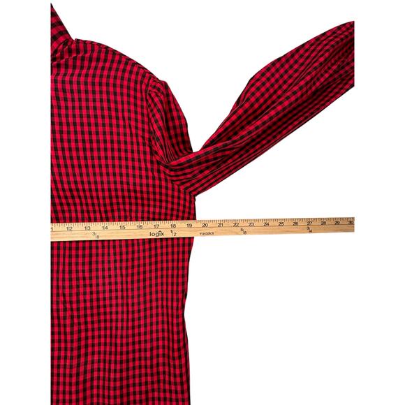 Vintage High Collar Taffeta Gingham Blouse Coquette Prairie Edwardian Medium - Picture 5 of 14